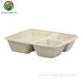 Disposable sugarcane bagasse 3 compartments food container